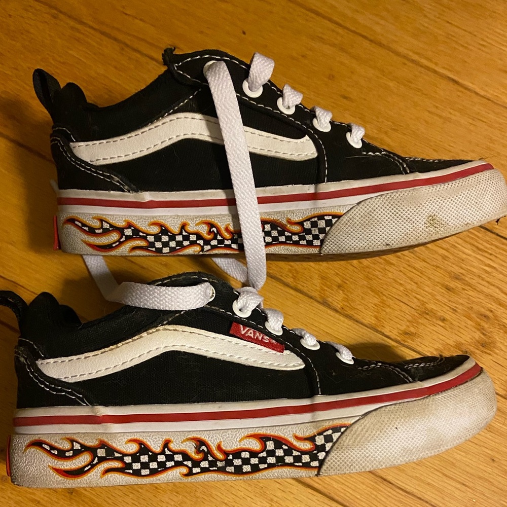 Vans, Black with flame on side, youth size 11